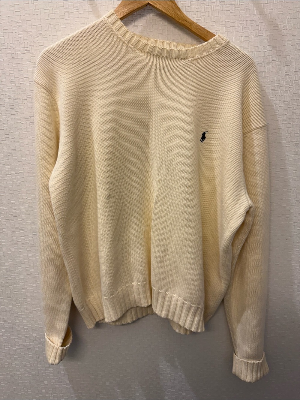 Polo Ralph Lauren Cream Cotton Knit Crewneck Sweater